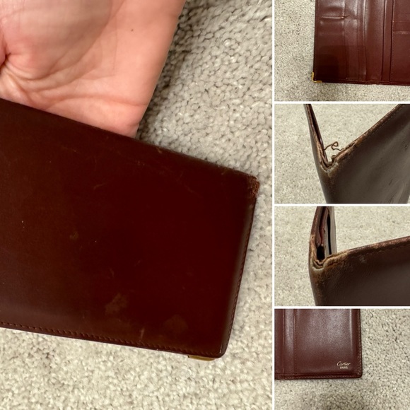 Bundle of Cartier Checkbook wallets in burgundy leather - Picture 5 of 6